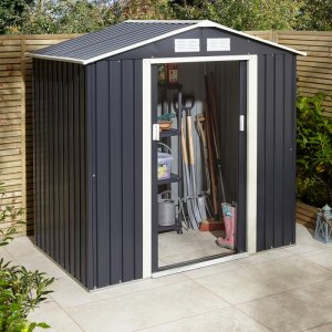 Rowlinson Trentvale Metal Apex Shed 6'x4' - Dark Grey