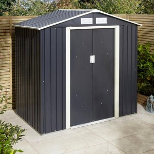 Rowlinson Trentvale Metal Apex Shed 6'x4' - Dark Grey