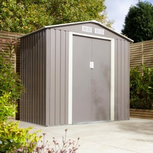 Rowlinson Trentvale Metal Apex Shed 6'x4' - Light Grey