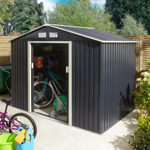 Rowlinson Trentvale Metal Apex Shed 8'x6' - Dark Grey