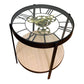 Black Metal Glass Topped Clock Table