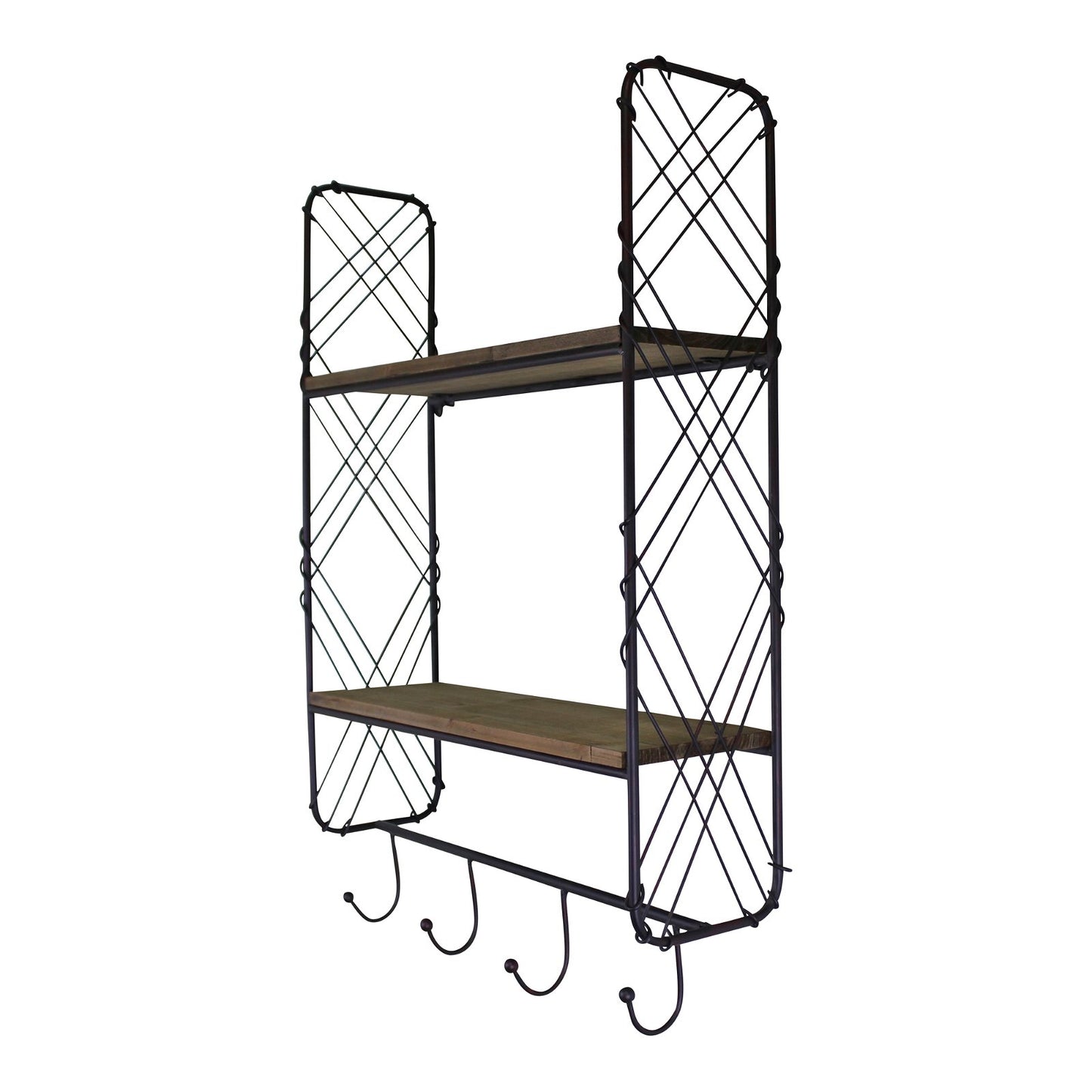Industrial Style Wall Shelving Unit With Coat Hooks