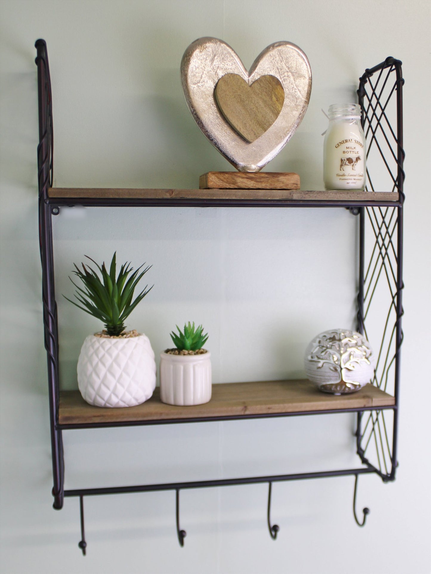 Industrial Style Wall Shelving Unit With Coat Hooks