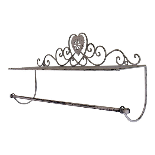 Grey Heart Wall Shelf With Towel Rail