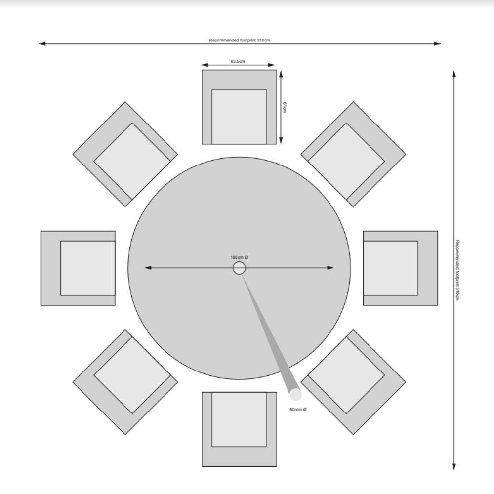 Lyon - 8 Seat Set with 168cm Round Table & Lazy Susan (Hammered Bronze)