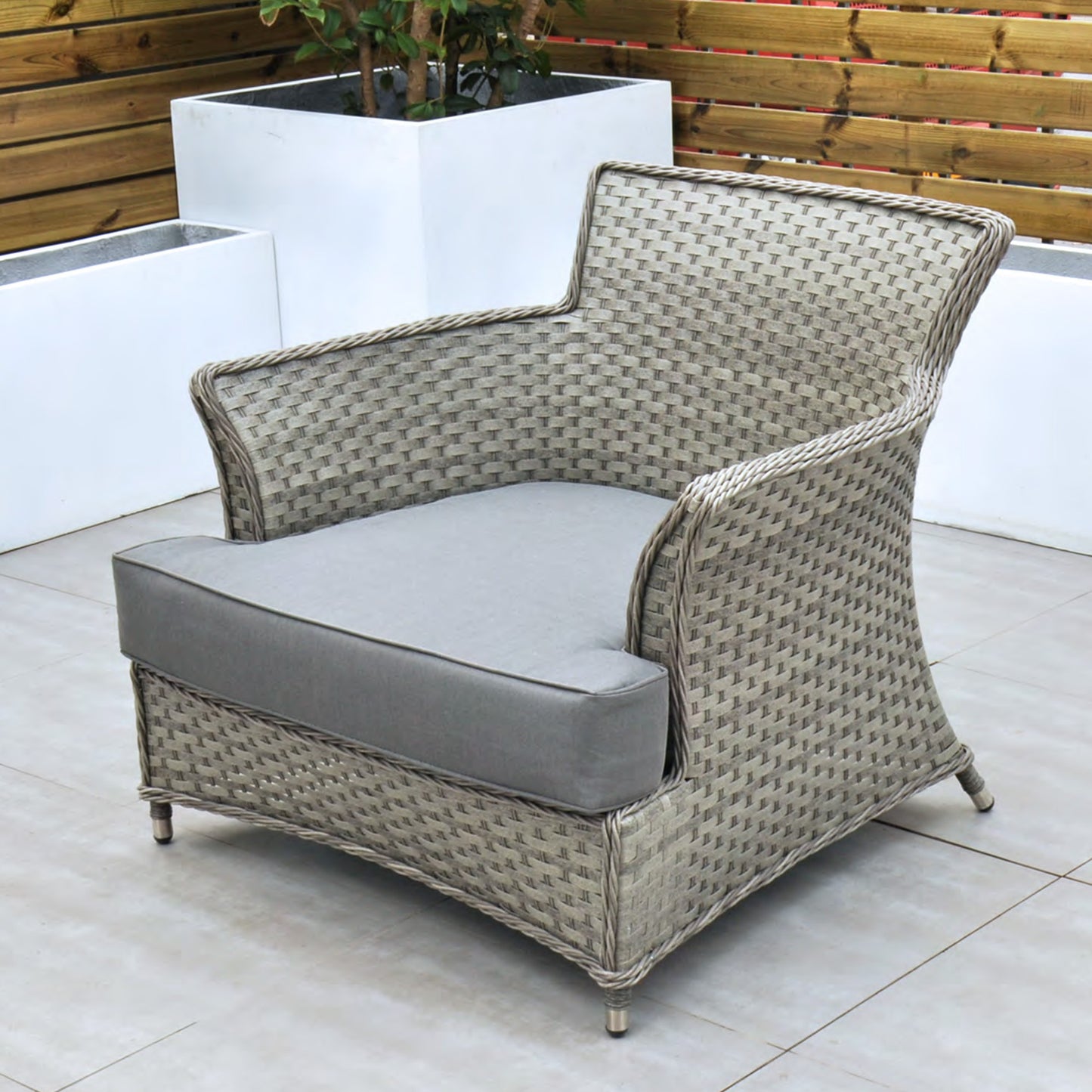 Bali - Armchair, Footstool & Cushions (Grey)