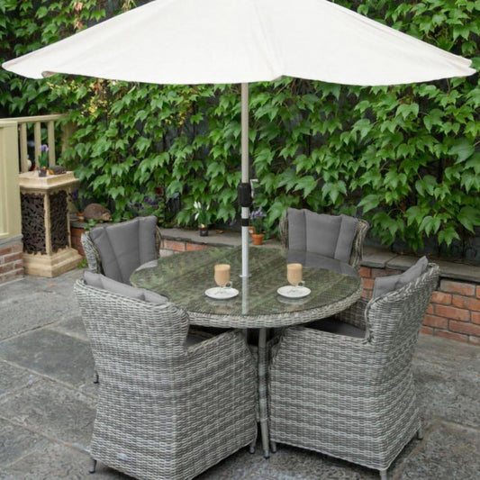 Yale - 4 Seat Set with 120cm Round Table (Grey Cushions).