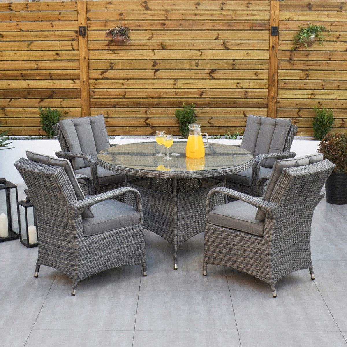 Ottawa - 4 Seat Set with 120cm Round Table (Grey)