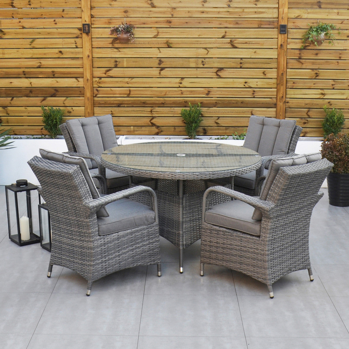 Ottawa - 4 Seat Set with 120cm Round Table (Grey)