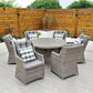 Yale - 6 Seat Set with 135cm Round Table (Grey Cushions)