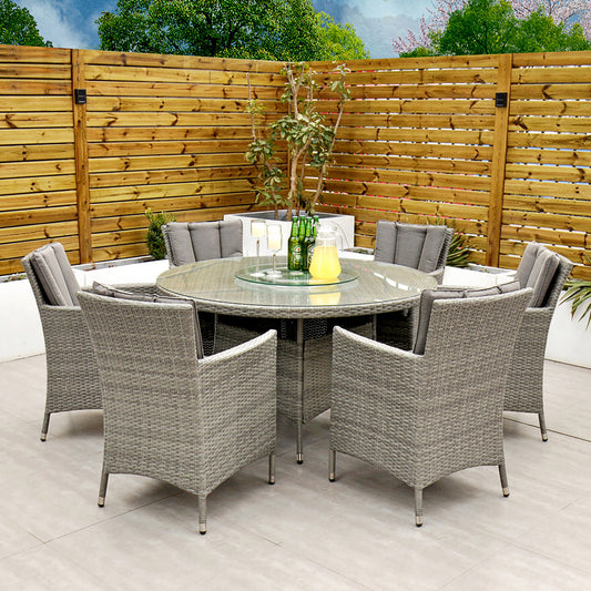 Cuba - 6 Seat Set with 135cm Round Table (Light Grey)