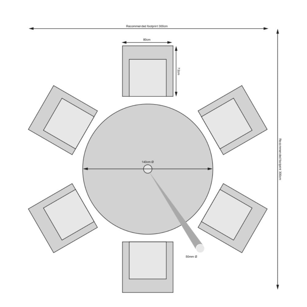 Hampton - 6 Seat Set with 135cm Round Table (Sand Colour Cushions)