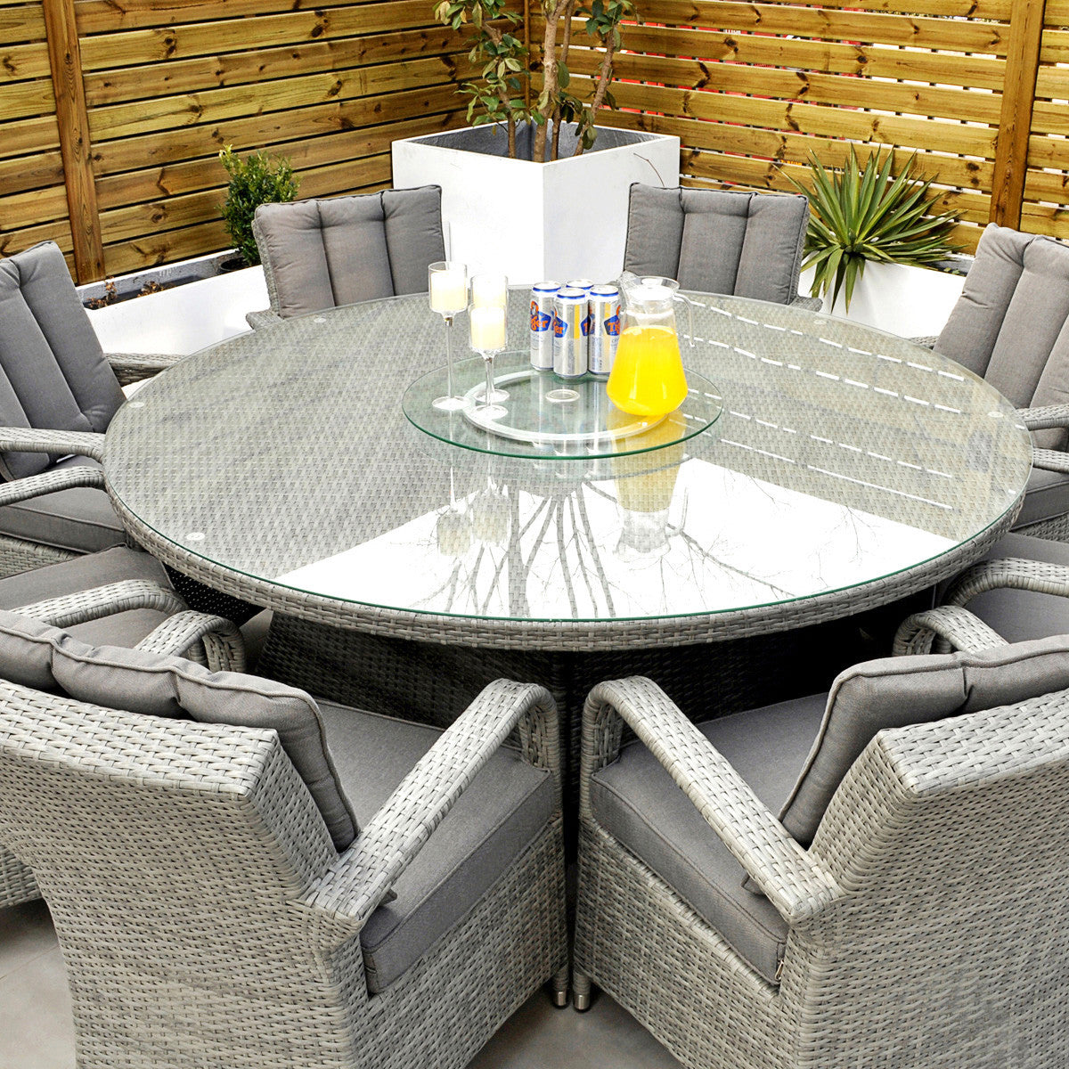 Havana - 8 Seat Set with 170cm Round Table (Light Grey)