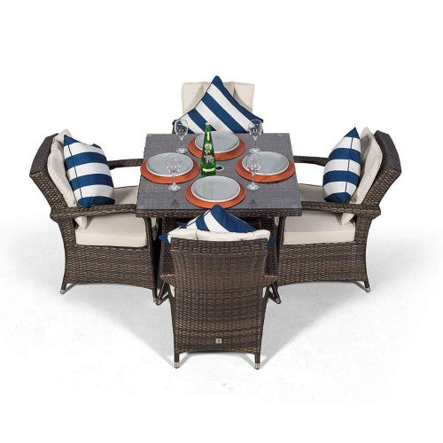 Ottawa - 4 Seat Set with Square Table & Ice Bucket (Brown)