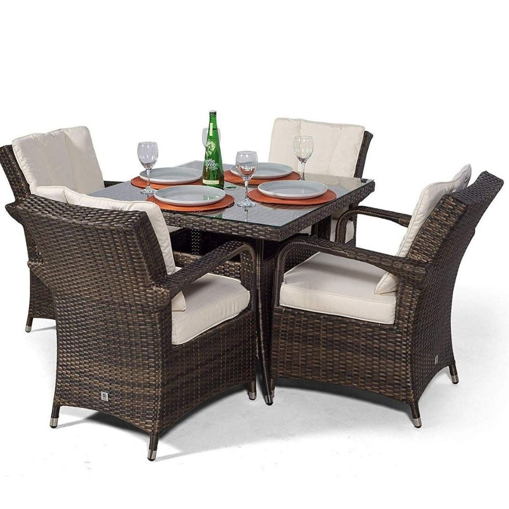 Ottawa - 4 Seat Set with Square Table (Brown)